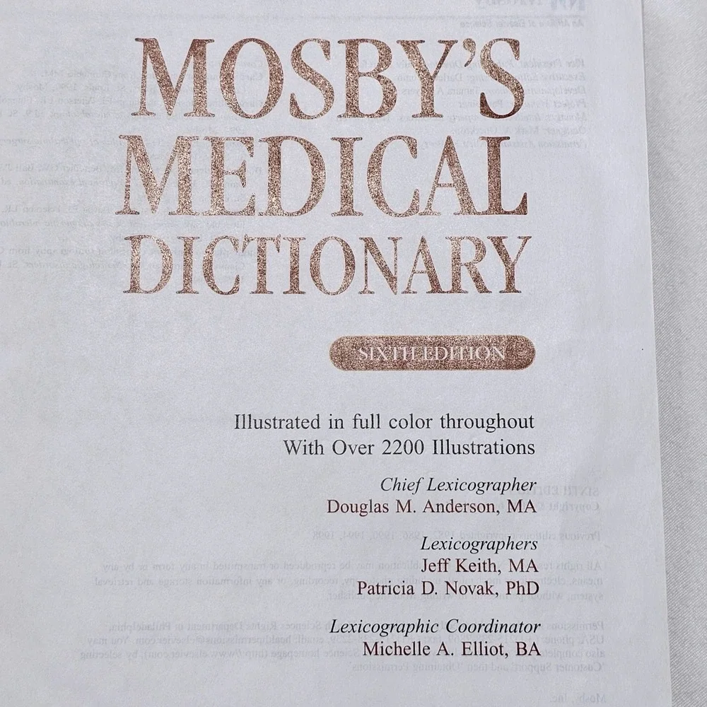 Mosby's‎ Medical Dictionary 6th Edition Hardcover Reference Textbook 2002